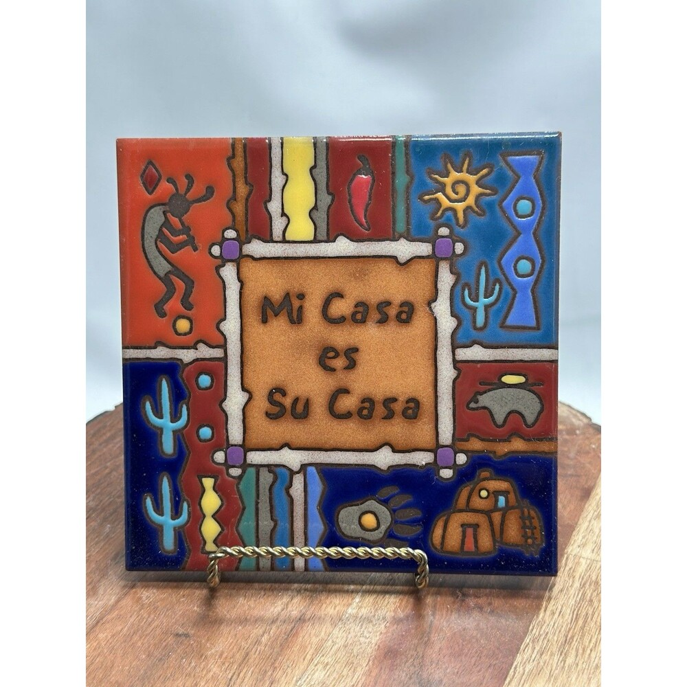 Masterworks Handcrafted Art Tile Mi Casa Es Su Casa Trivet Made In USA 6 X 6